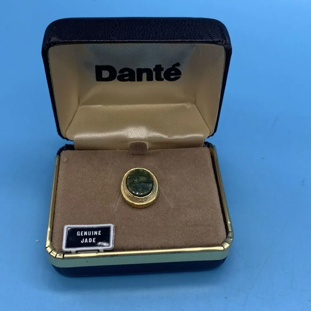 Vintage 1970's Dante Genuine Jade Tie Pin (Y-3)